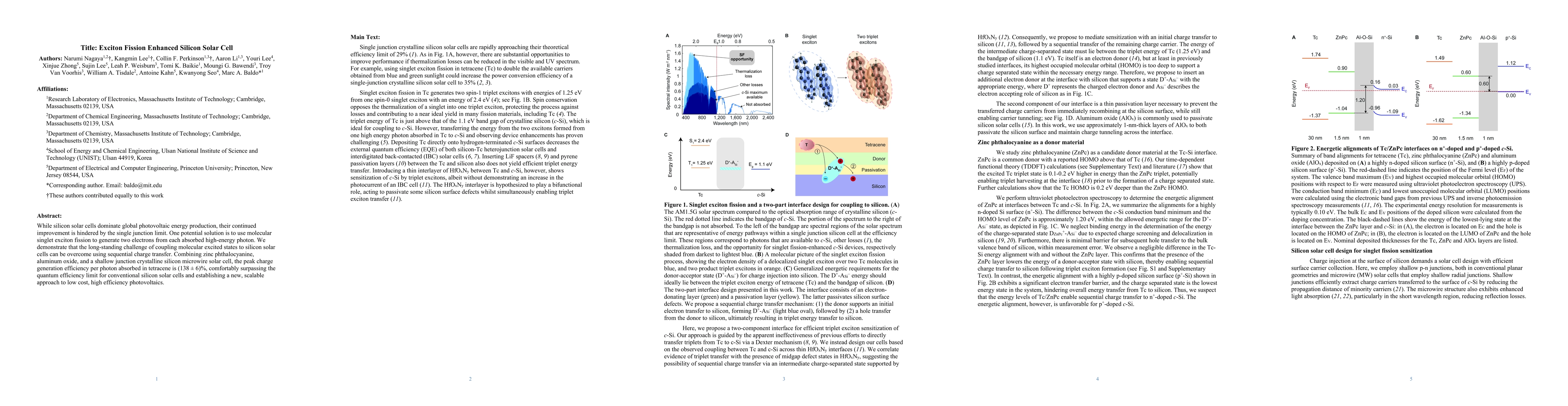 Thumbnail for Exciton Fission Enhanced Silicon Solar Cell