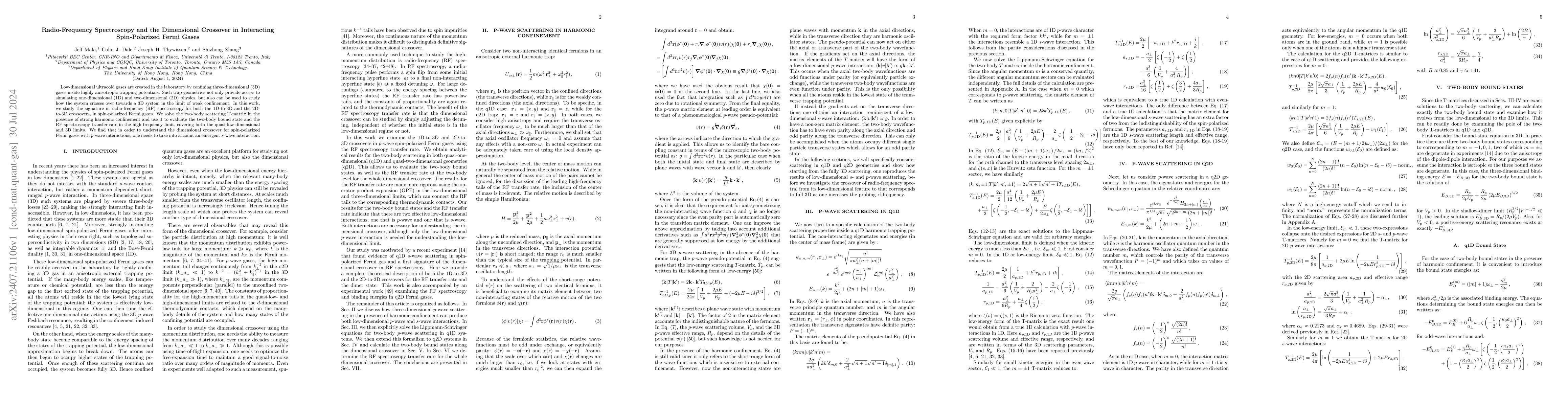 Thumbnail for Radio-Frequency Spectroscopy and the Dimensional Crossover in
  Interacting Spin-Polarized Fermi Gases