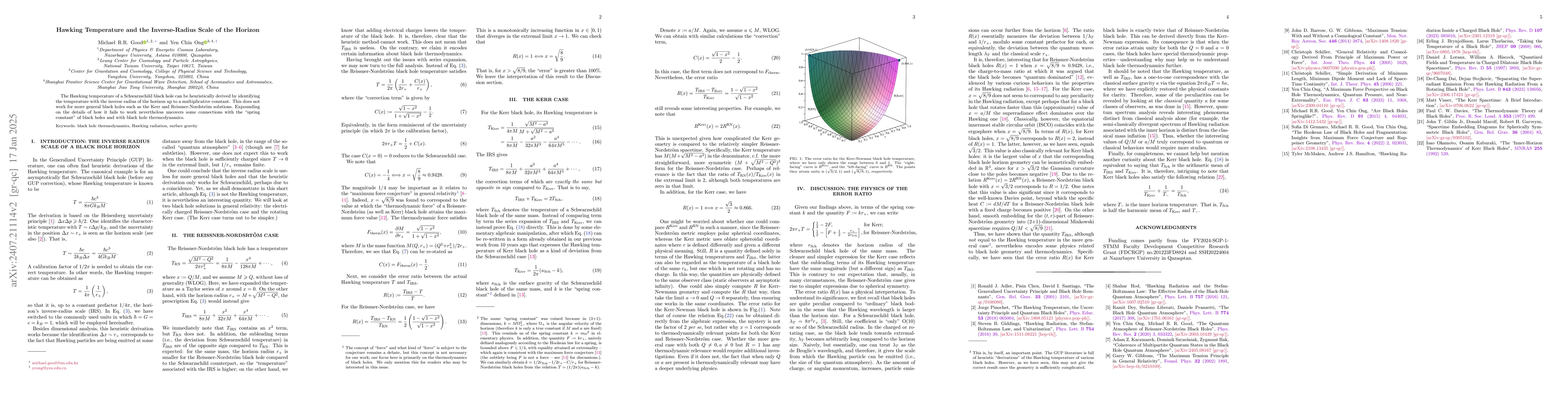 Thumbnail for Hawking Temperature and the Inverse-Radius Scale of the Horizon