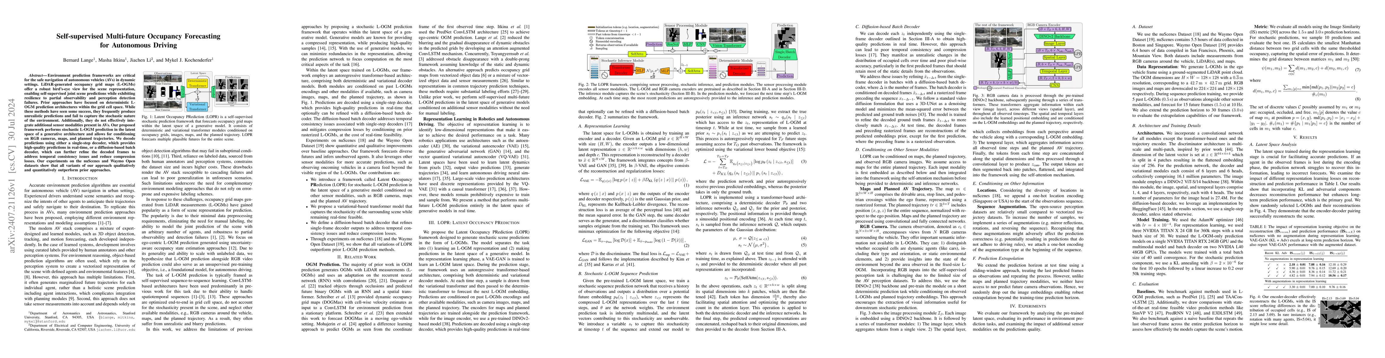 Thumbnail for Self-supervised Multi-future Occupancy Forecasting for Autonomous
  Driving