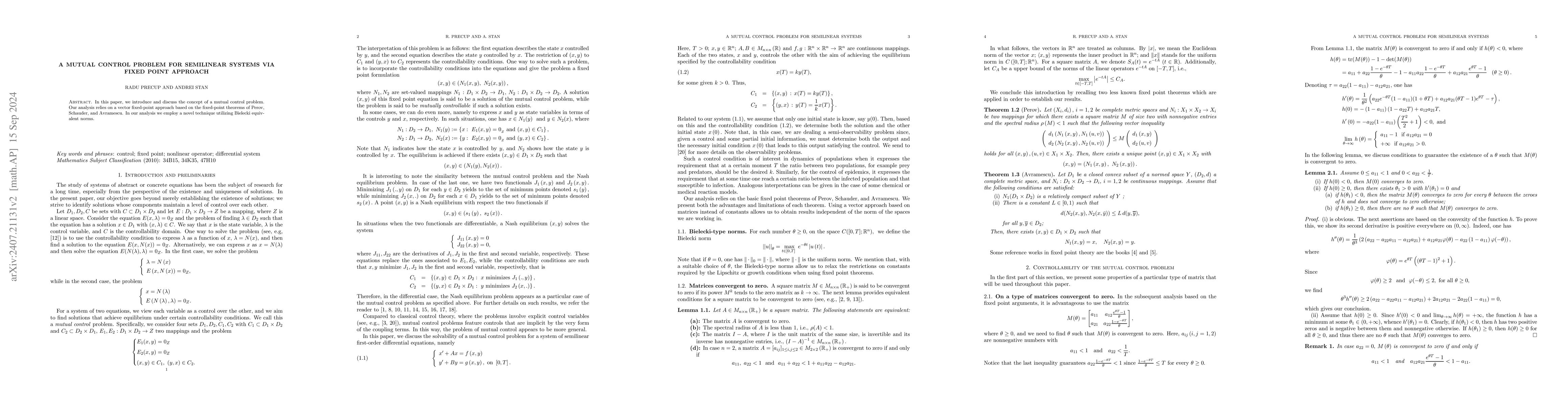 Thumbnail for A mutual control problem for semilinear system via fixed point approach