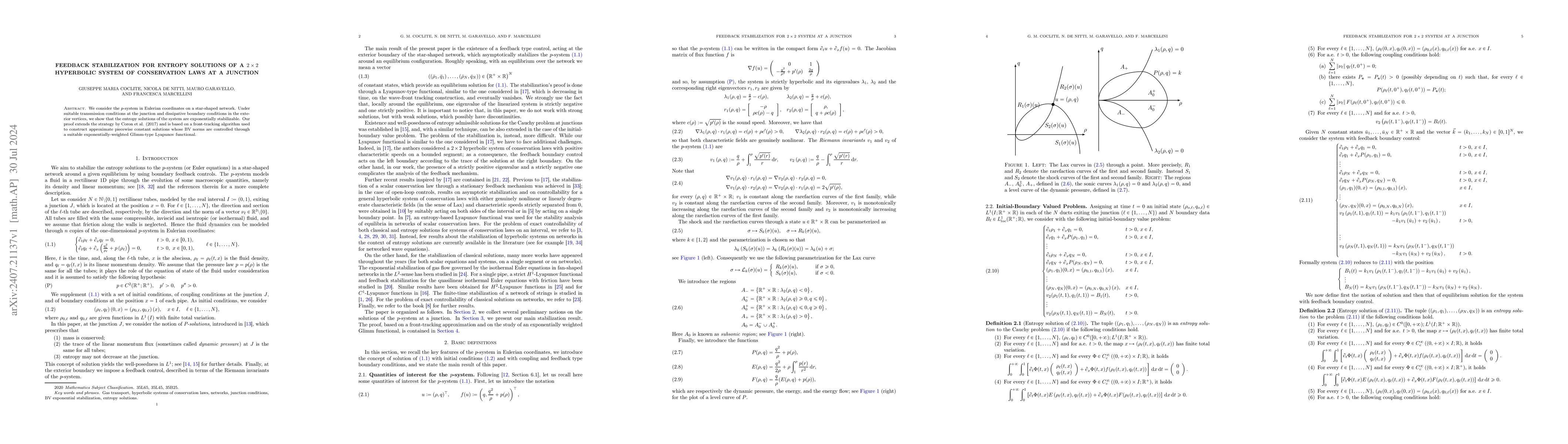 Thumbnail for Feedback stabilization for entropy solutions of a 2x2 hyperbolic system
  of conservation laws at a junction