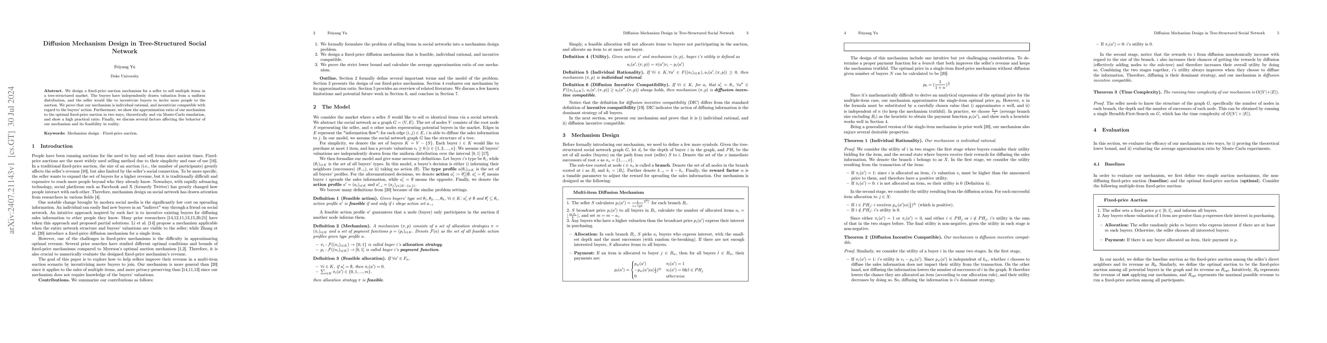 Thumbnail for Diffusion Mechanism Design in Tree-Structured Social Network