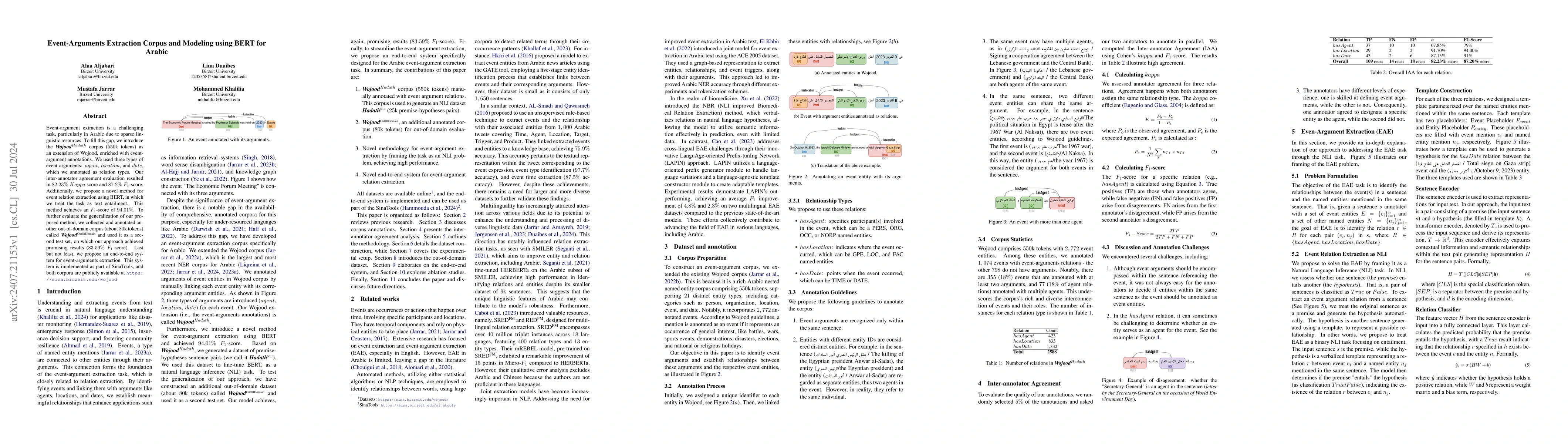 Thumbnail for Event-Arguments Extraction Corpus and Modeling using BERT for Arabic