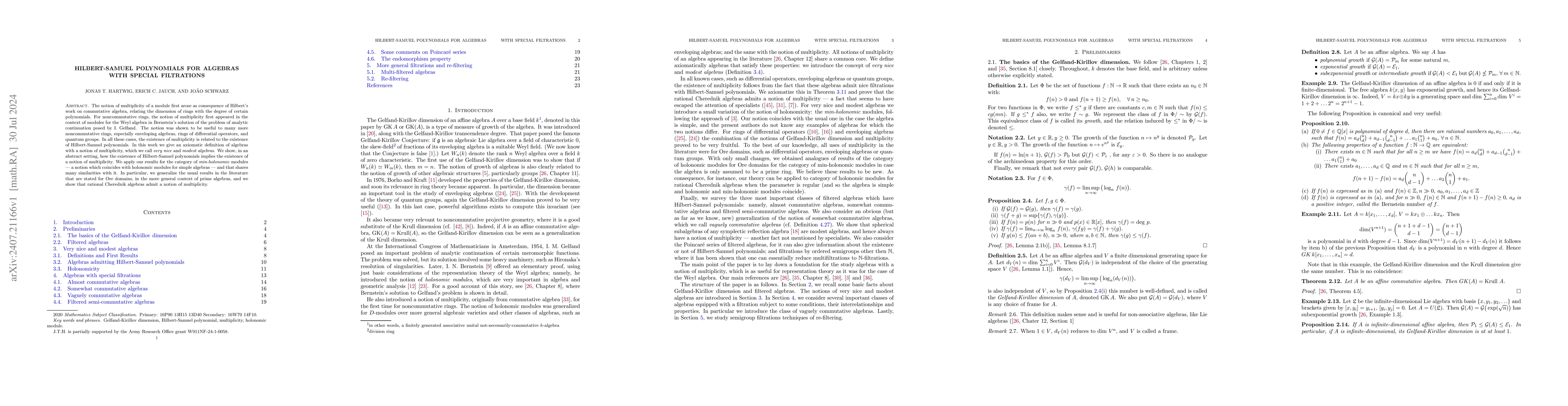Thumbnail for Hilbert-Samuel Polynomials for Algebras with Special Filtrations