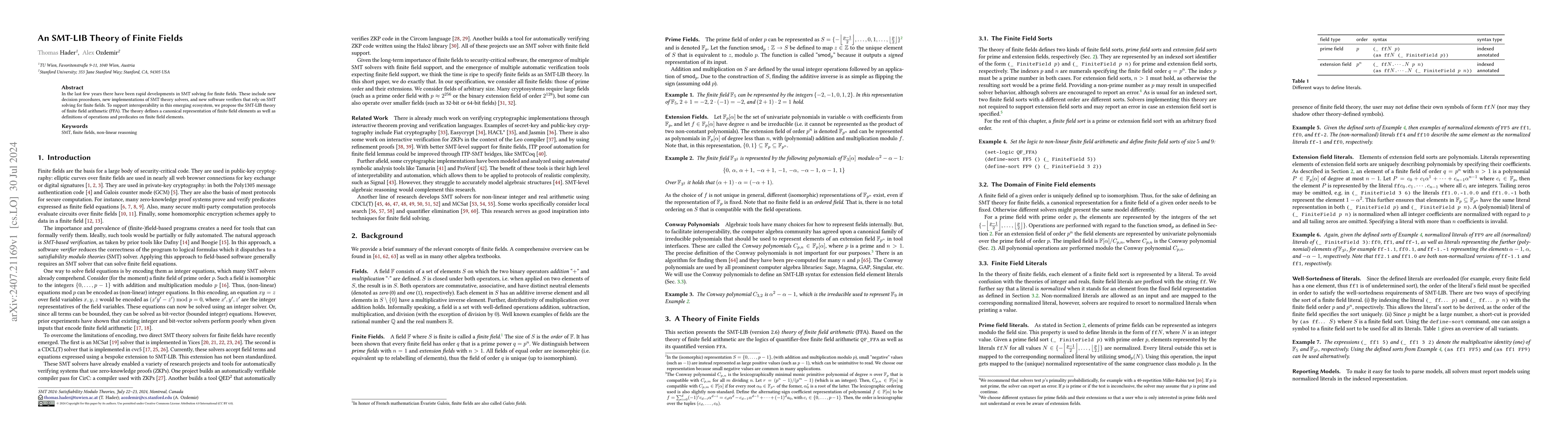 Thumbnail for An SMT-LIB Theory of Finite Fields