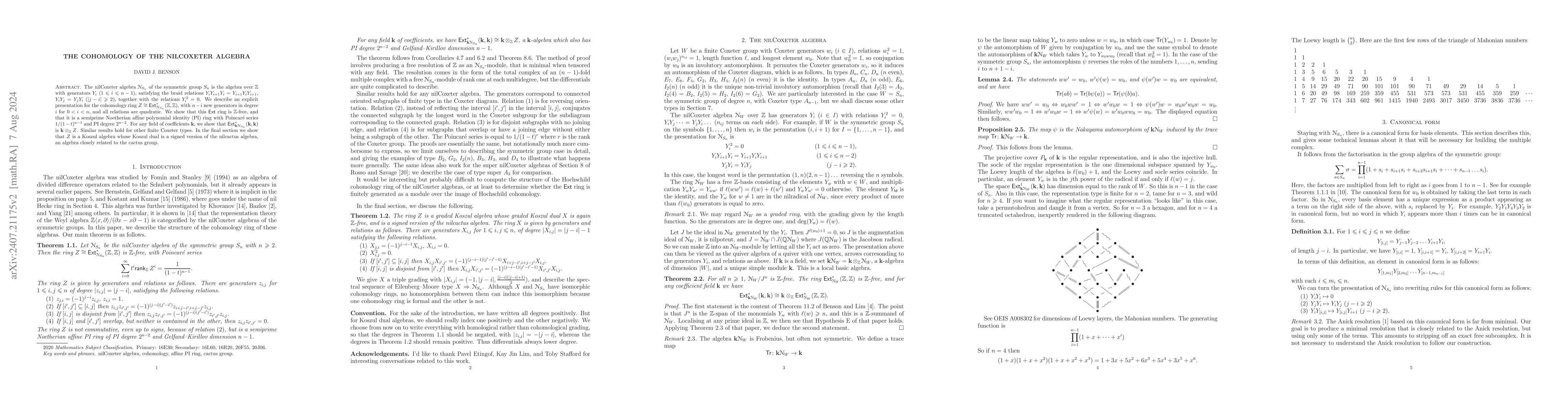 Thumbnail for The cohomology of the nilCoxeter algebra