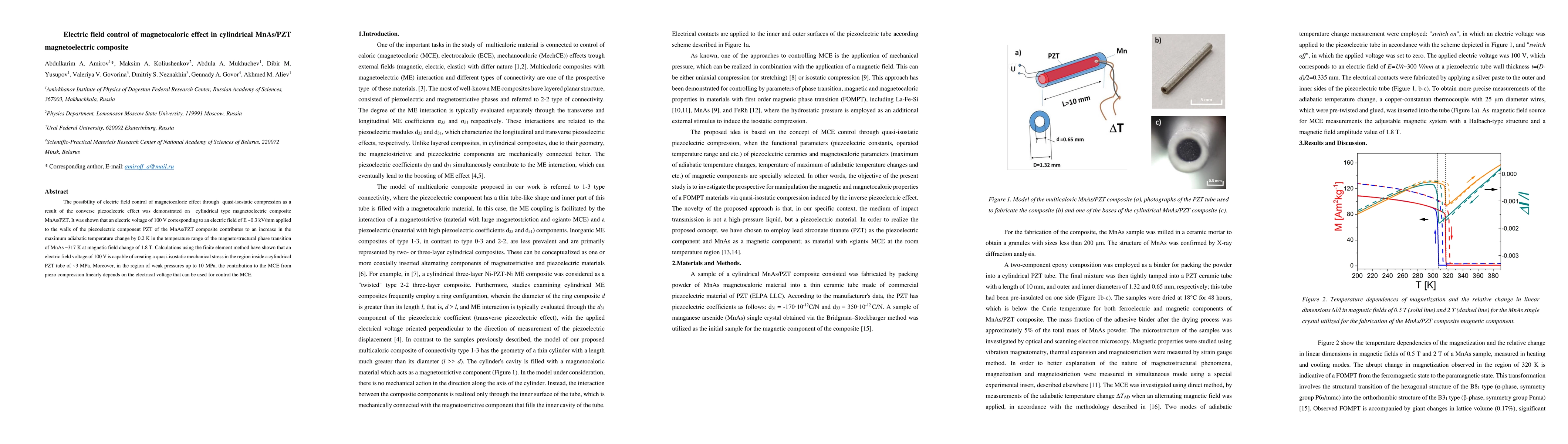 Thumbnail for Electric field control of magnetocaloric effect in cylindrical MnAs/PZT
  magnetoelectric composite