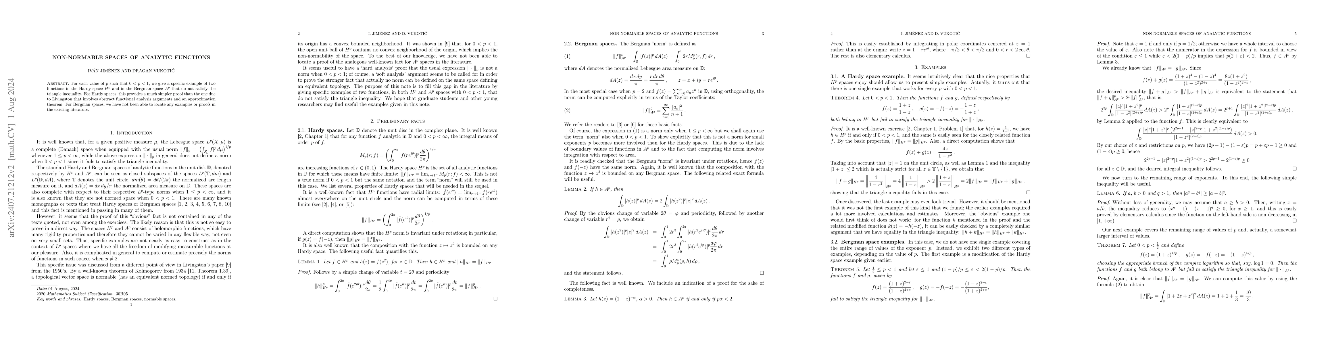 Thumbnail for Non-normable spaces of analytic functions