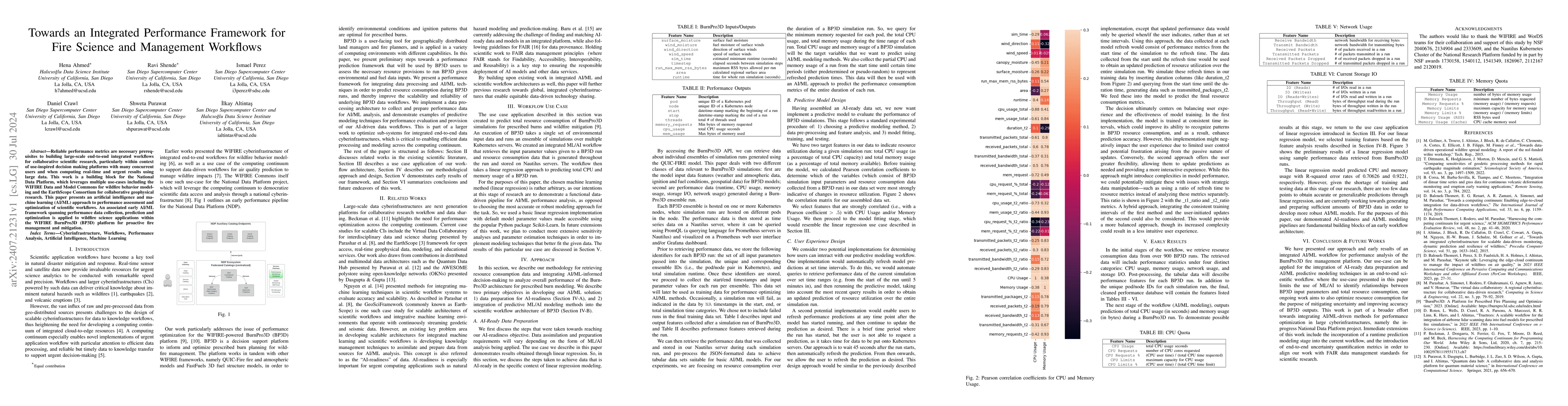 Thumbnail for Towards an Integrated Performance Framework for Fire Science and
  Management Workflows