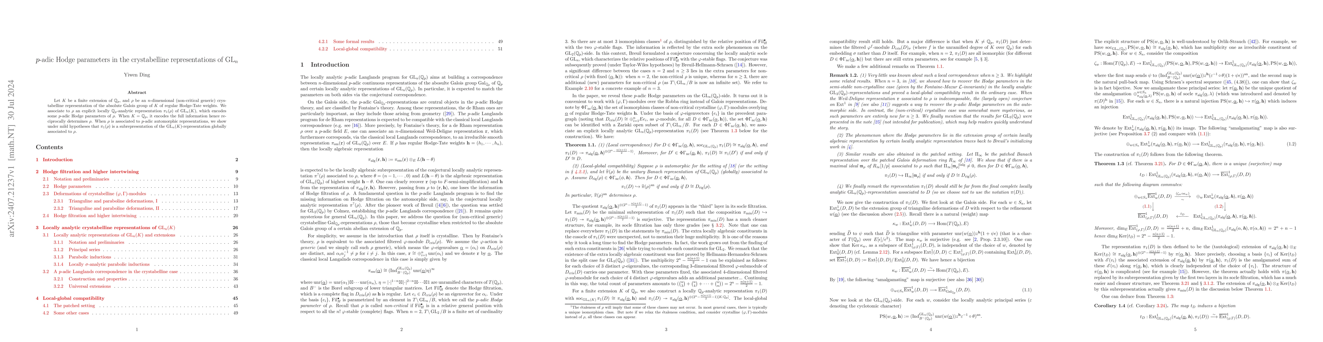 Thumbnail for $p$-adic Hodge parameters in the crystabelline representations of
  $\mathrm{GL}_n$