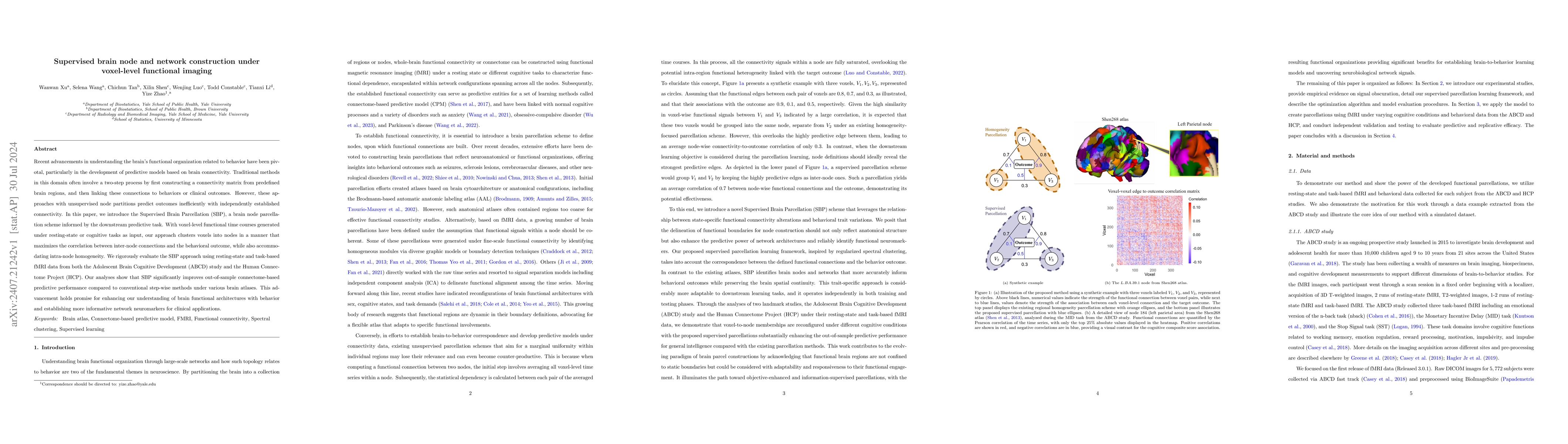 Thumbnail for Supervised brain node and network construction under voxel-level
  functional imaging