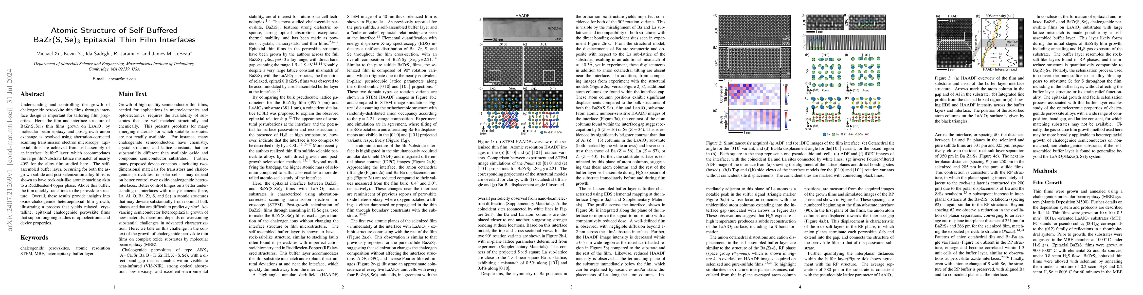 Thumbnail for Atomic Structure of Self-Buffered BaZr(S,Se)$_3$ Epitaxial Thin Film
  Interfaces