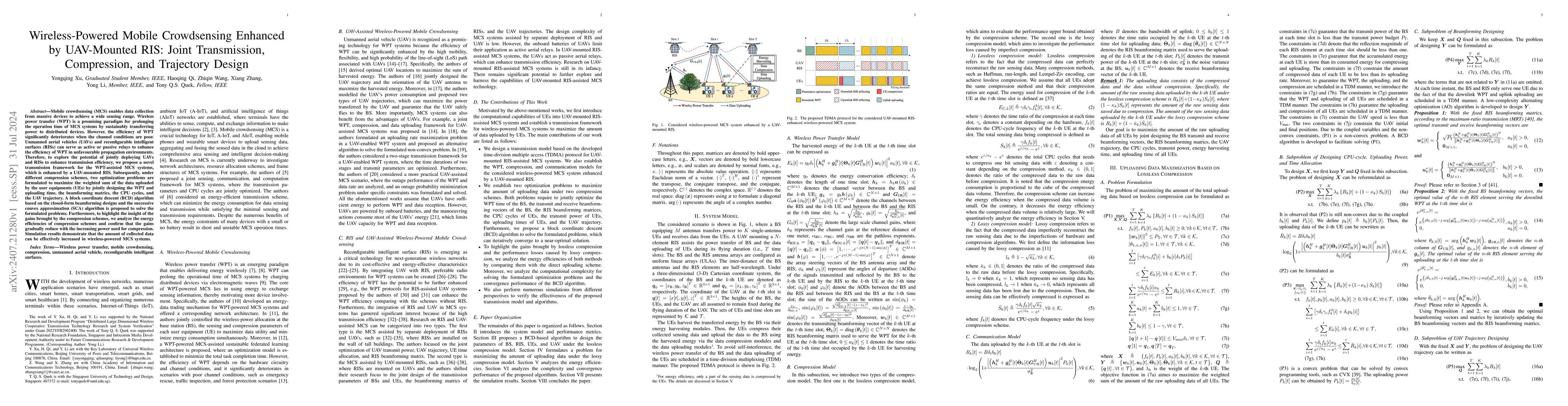Thumbnail for Wireless-Powered Mobile Crowdsensing Enhanced by UAV-Mounted RIS: Joint
  Transmission, Compression, and Trajectory Design