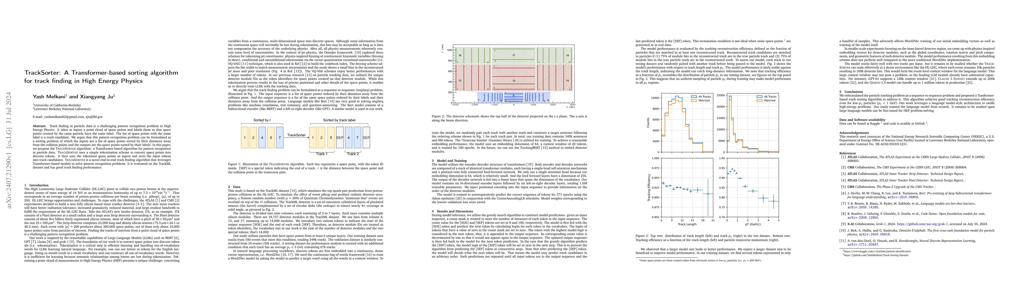 Thumbnail for TrackSorter: A Transformer-based sorting algorithm for track finding in
  High Energy Physics
