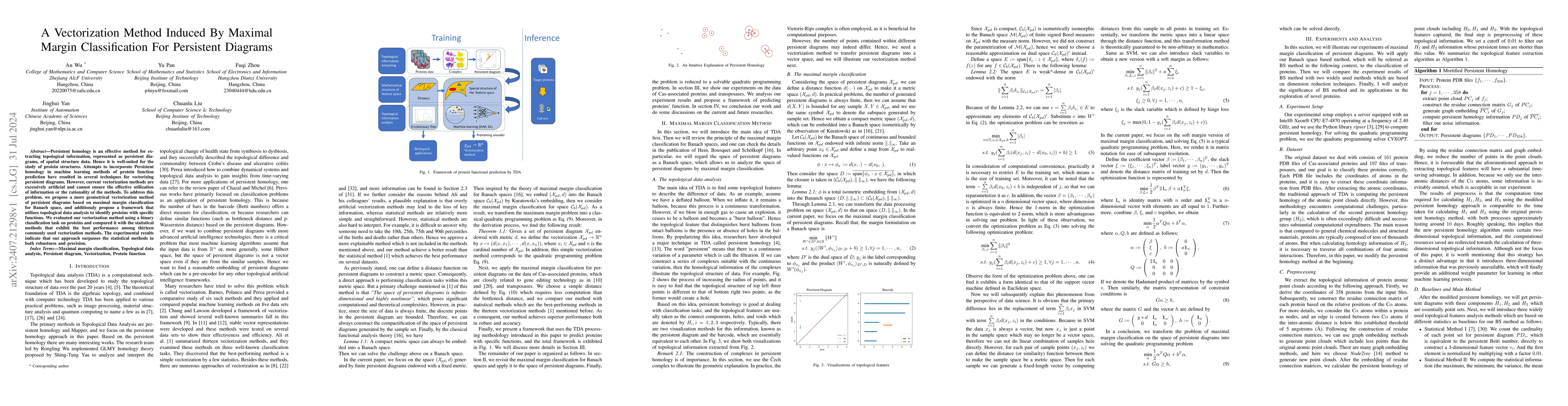 Thumbnail for A Vectorization Method Induced By Maximal Margin Classification For
  Persistent Diagrams