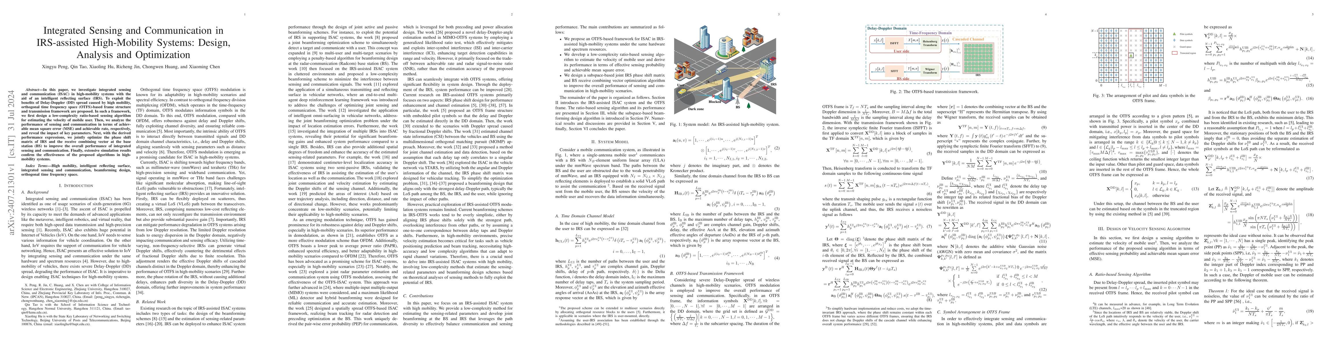 Thumbnail for Integrated Sensing and Communication in IRS-assisted High-Mobility
  Systems: Design, Analysis and Optimization