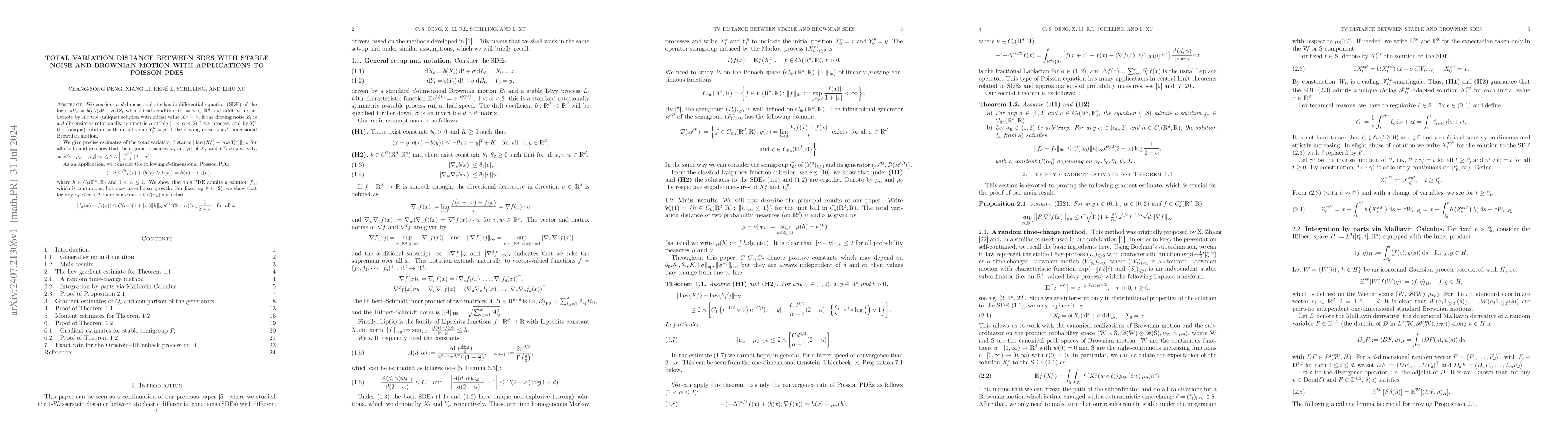 Thumbnail for Total variation distance between SDEs with stable noise and Brownian
  motion with applications to Poisson PDEs