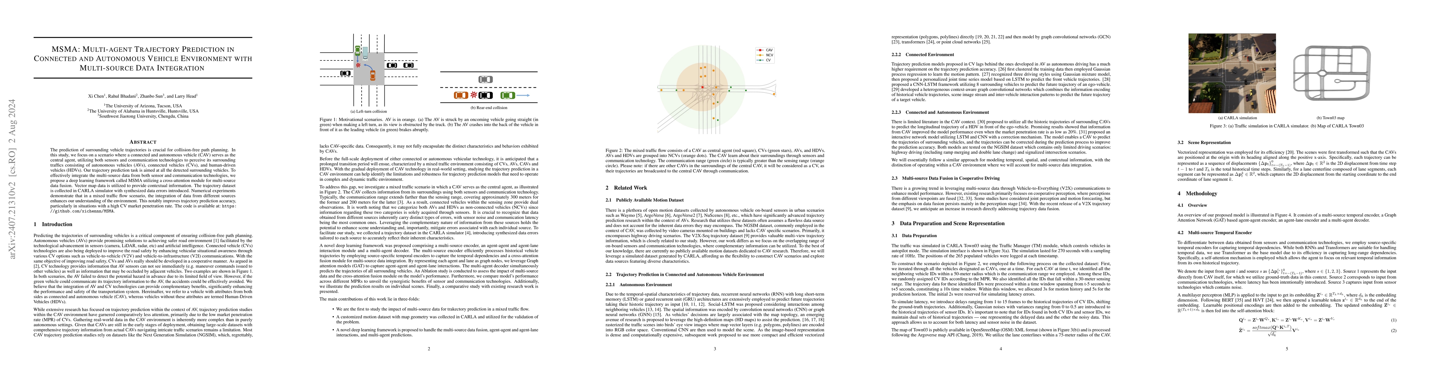Thumbnail for MSMA: Multi-agent Trajectory Prediction in Connected and Autonomous
  Vehicle Environment with Multi-source Data Integration