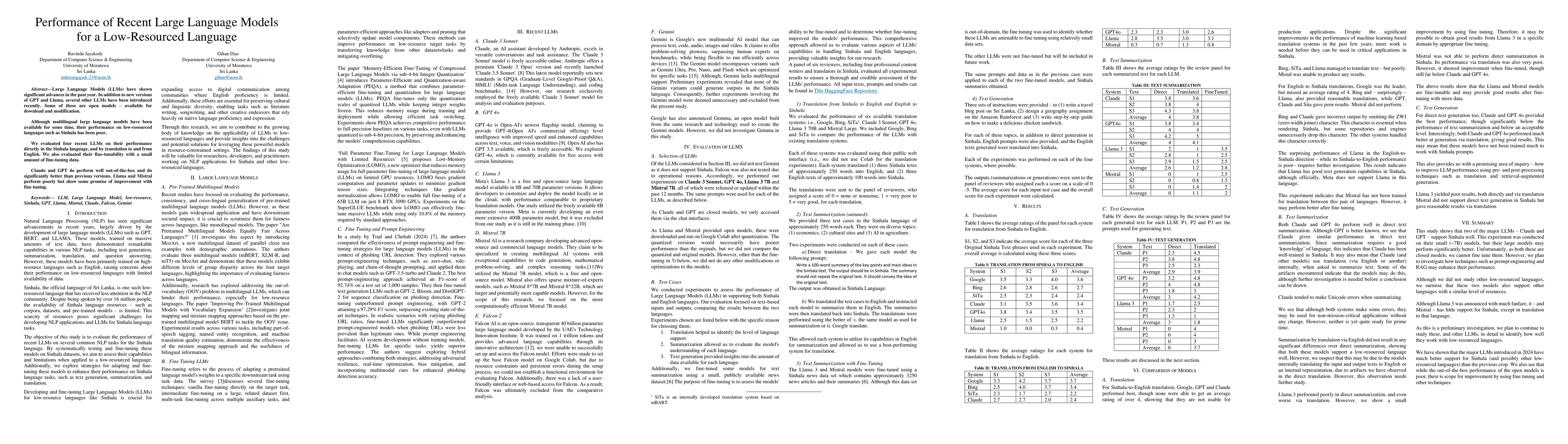 Thumbnail for Performance of Recent Large Language Models for a Low-Resourced Language