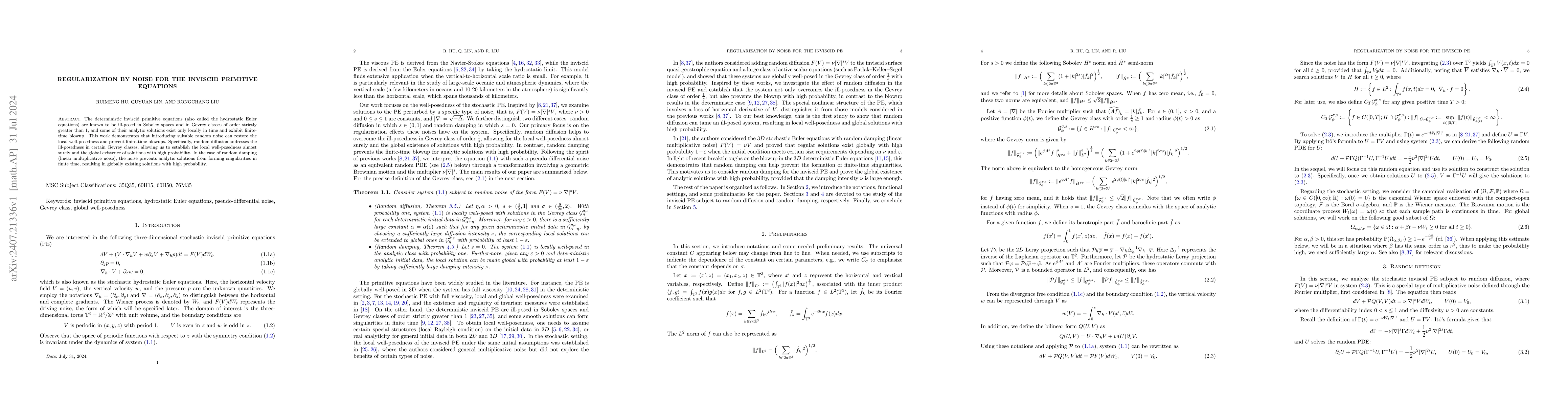 Thumbnail for Regularization by noise for the inviscid primitive equations