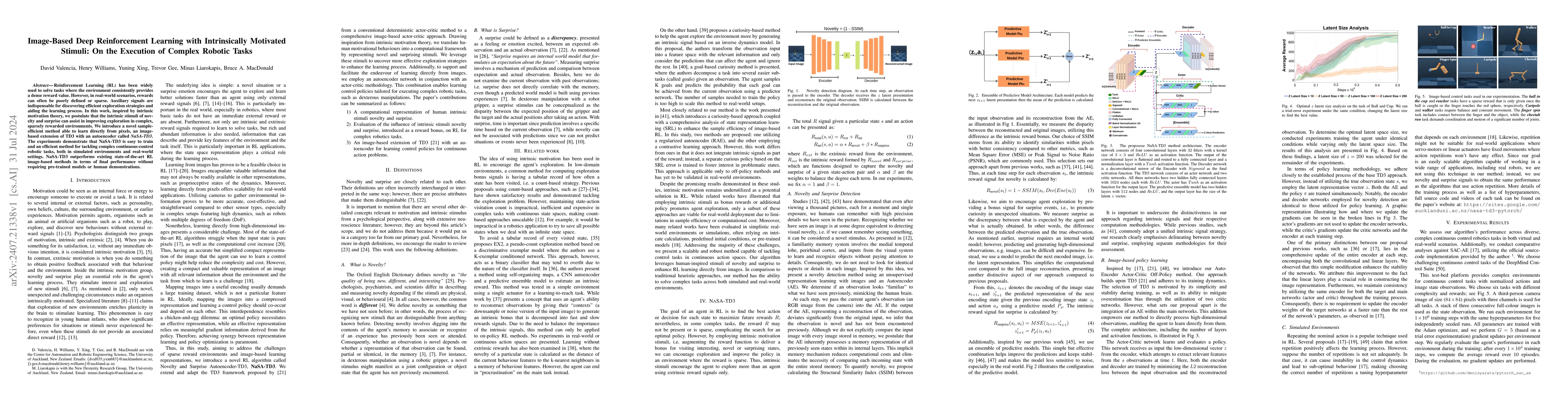 Thumbnail for Image-Based Deep Reinforcement Learning with Intrinsically Motivated
  Stimuli: On the Execution of Complex Robotic Tasks