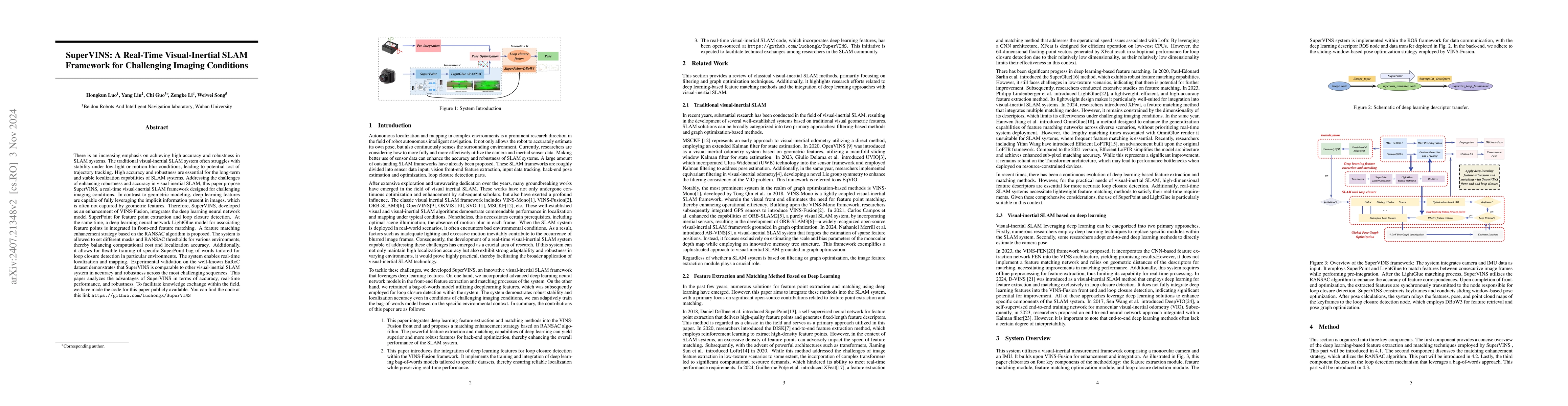Thumbnail for SuperVINS: A Real-Time Visual-Inertial SLAM Framework for Challenging
  Imaging Conditions