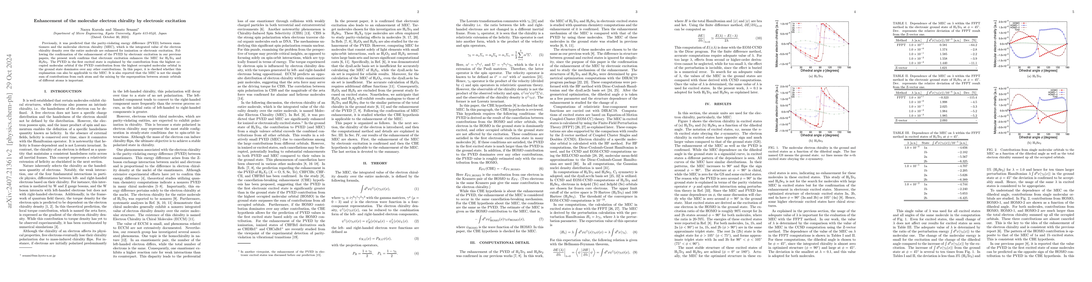 Thumbnail for Enhancement of the molecular electron chirality by electronic excitation