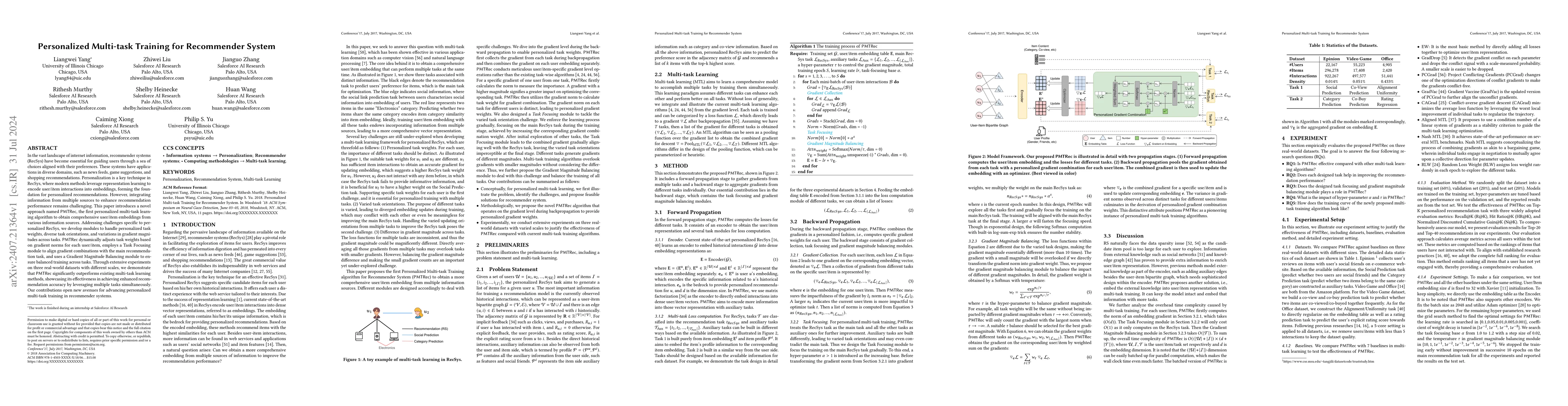 Thumbnail for Personalized Multi-task Training for Recommender System