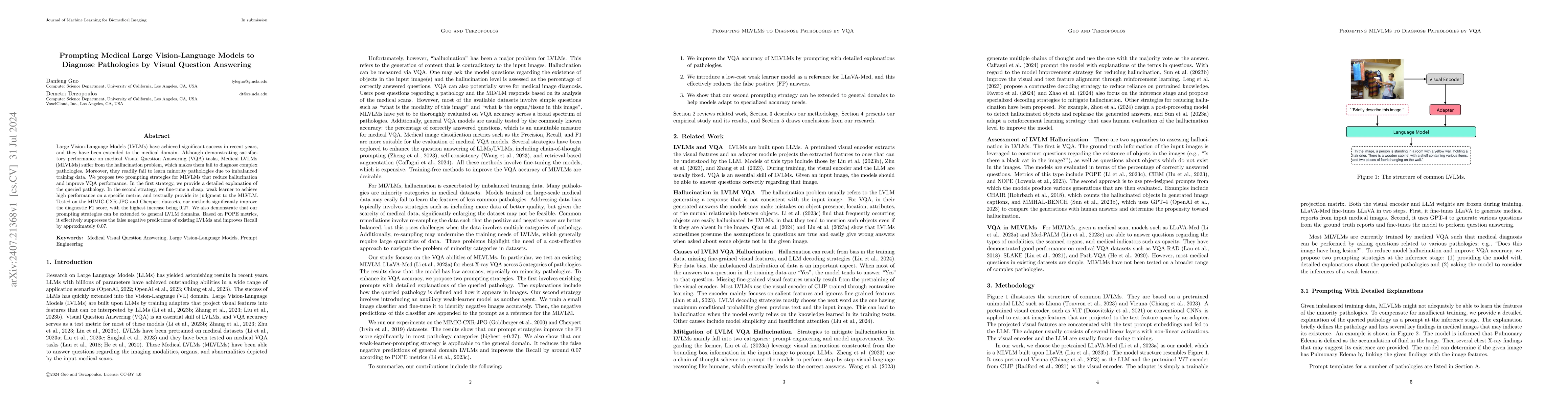 Thumbnail for Prompting Medical Large Vision-Language Models to Diagnose Pathologies
  by Visual Question Answering