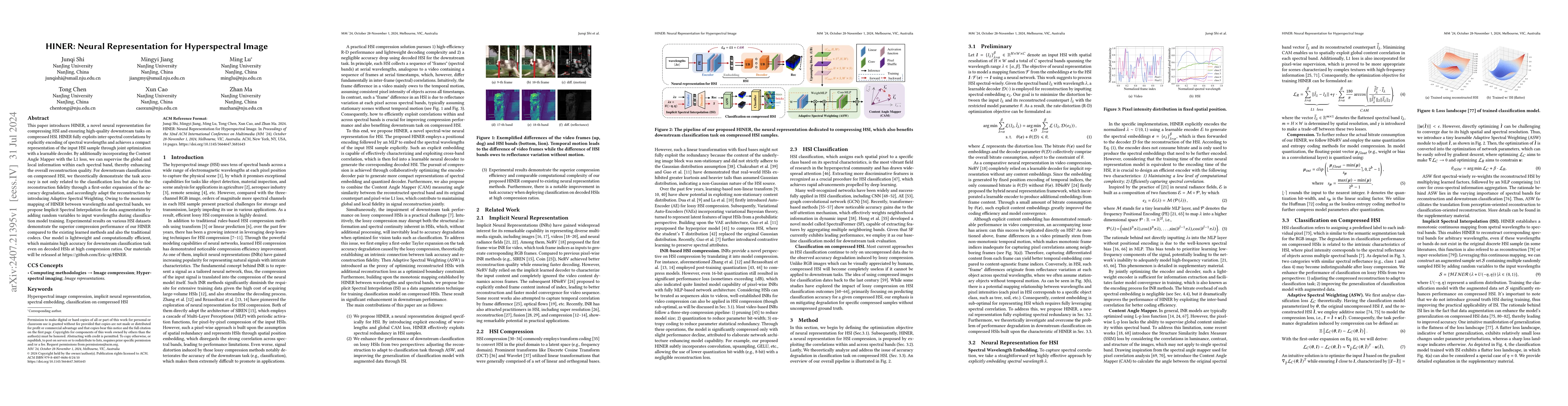 Thumbnail for HINER: Neural Representation for Hyperspectral Image
