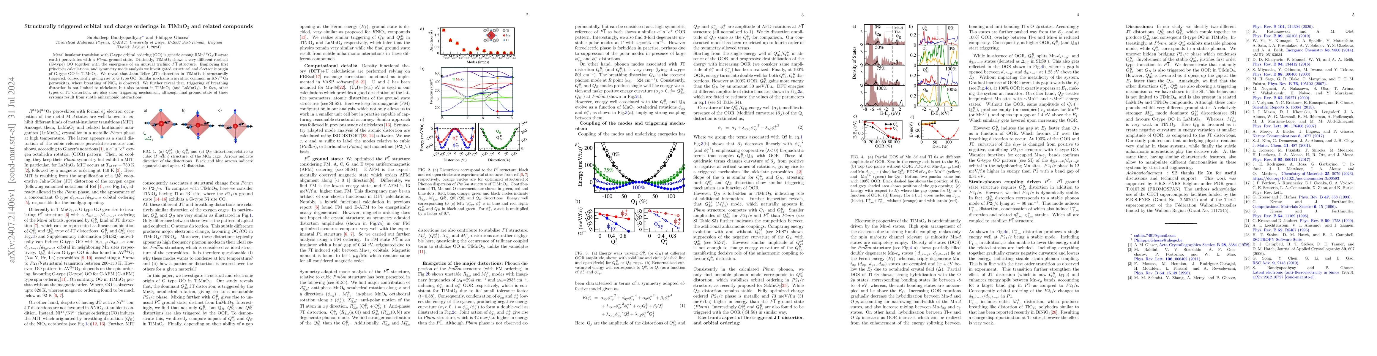 Thumbnail for Structurally triggered orbital and charge orderings in TlMnO$_3$ and
  related compounds