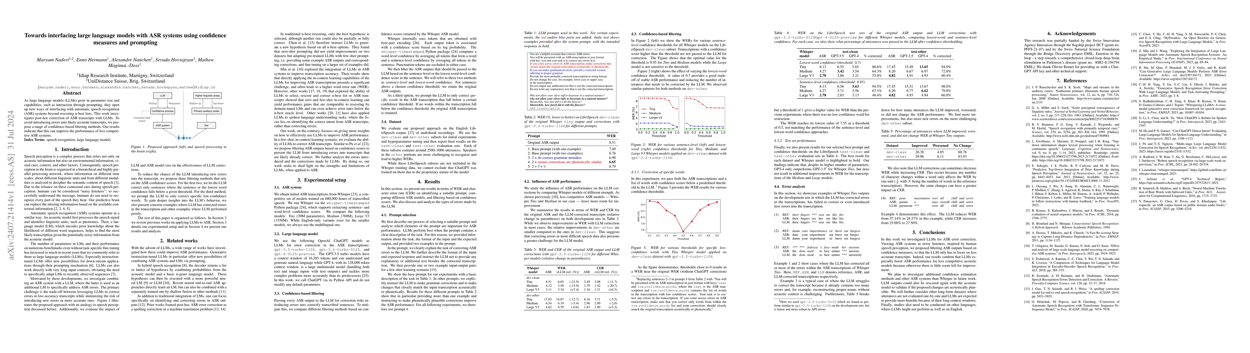 Thumbnail for Towards interfacing large language models with ASR systems using
  confidence measures and prompting