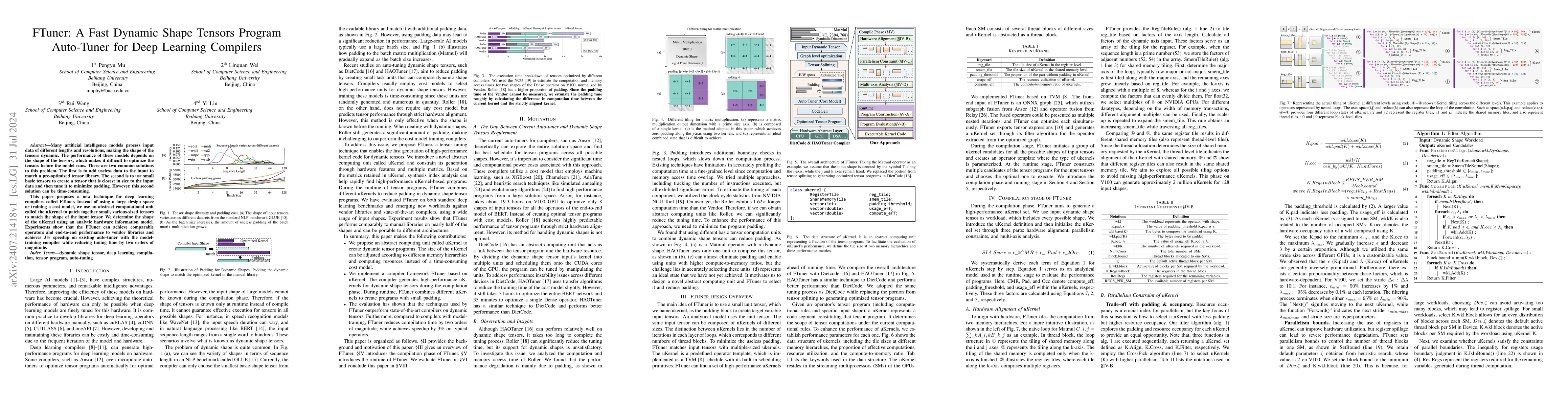 Thumbnail for FTuner: A Fast Dynamic Shape Tensors Program Auto-Tuner for Deep
  Learning Compilers