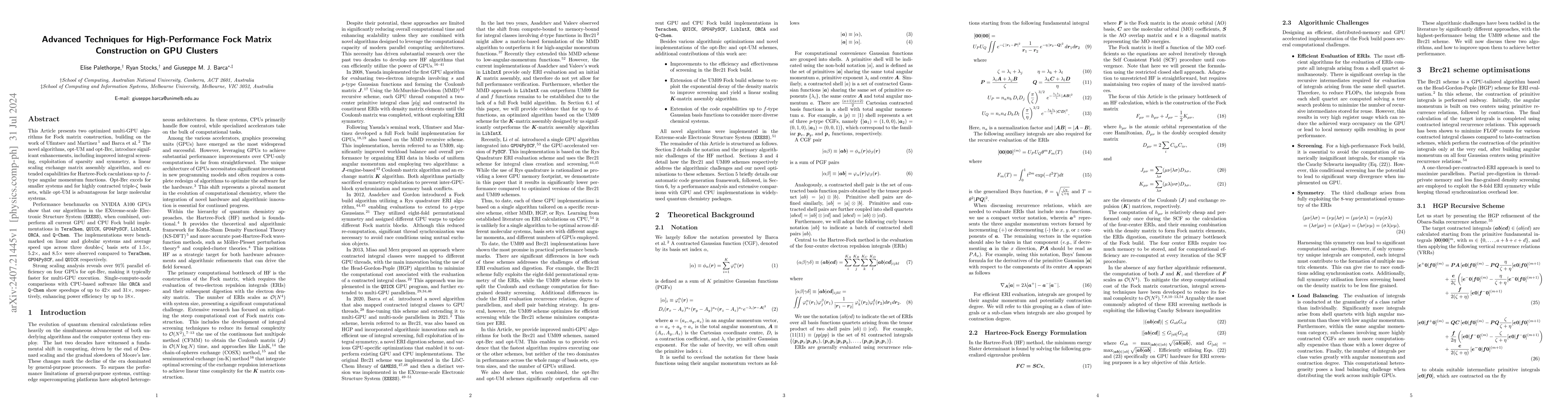Thumbnail for Advanced Techniques for High-Performance Fock Matrix Construction on GPU
  Clusters