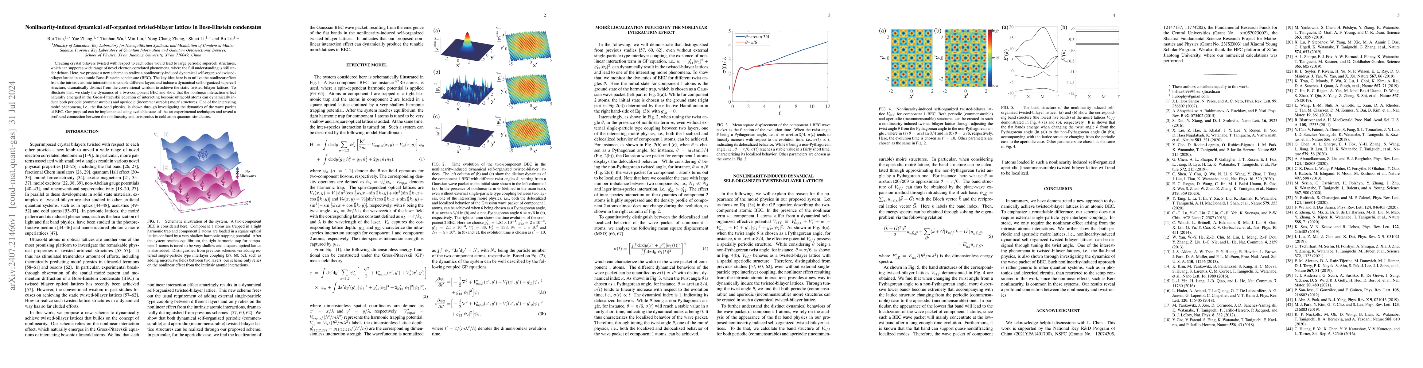 Thumbnail for Nonlinearity-induced dynamical self-organized twisted-bilayer lattices
  in Bose-Einstein condensates