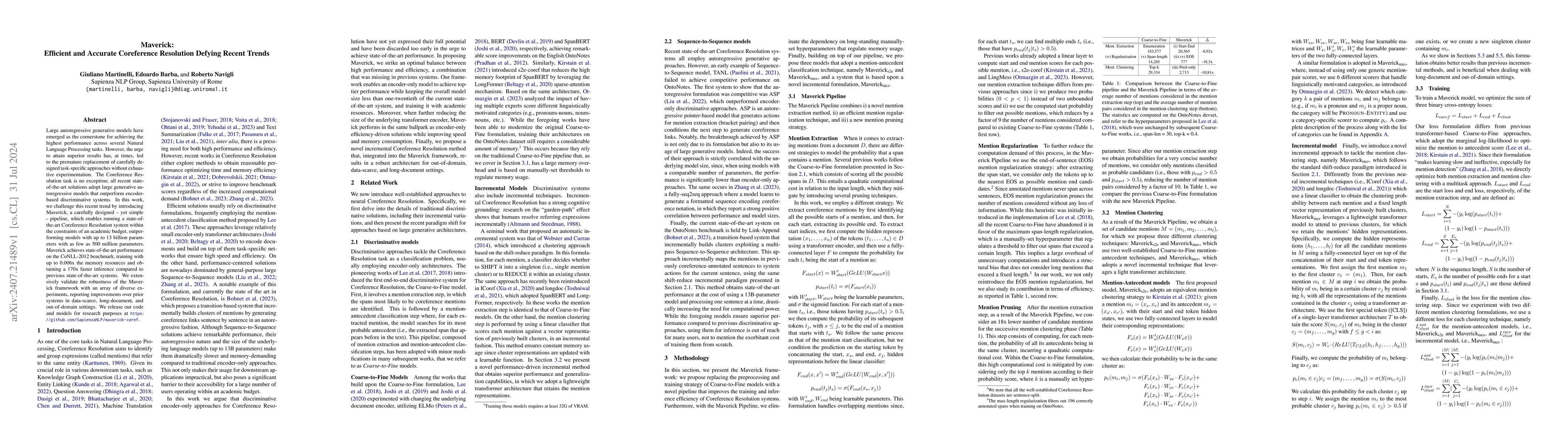 Thumbnail for Maverick: Efficient and Accurate Coreference Resolution Defying Recent
  Trends