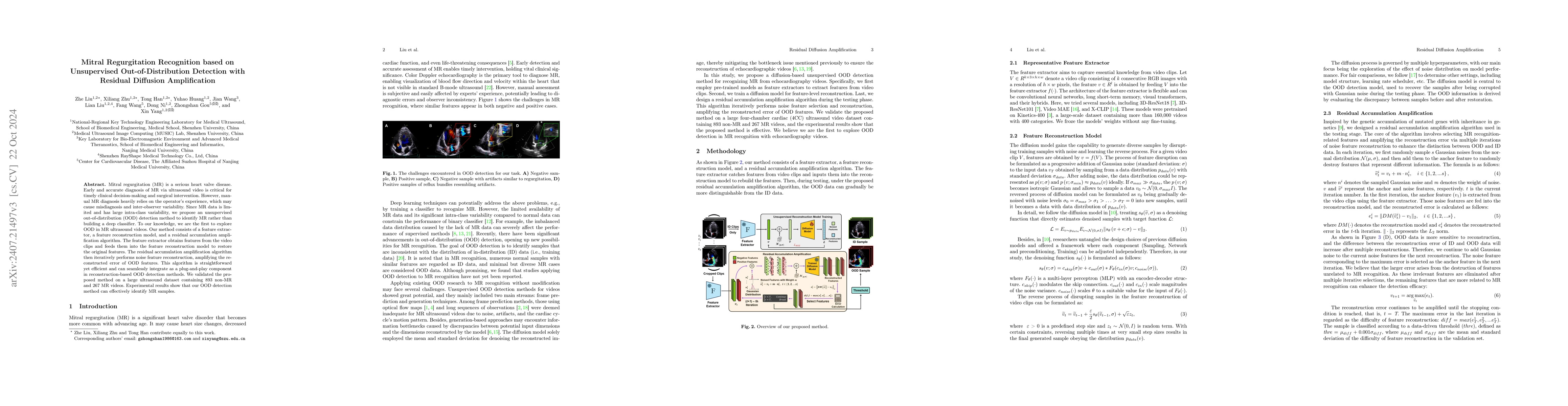 Thumbnail for Mitral Regurgitation Recogniton based on Unsupervised
  Out-of-Distribution Detection with Residual Diffusion Amplification