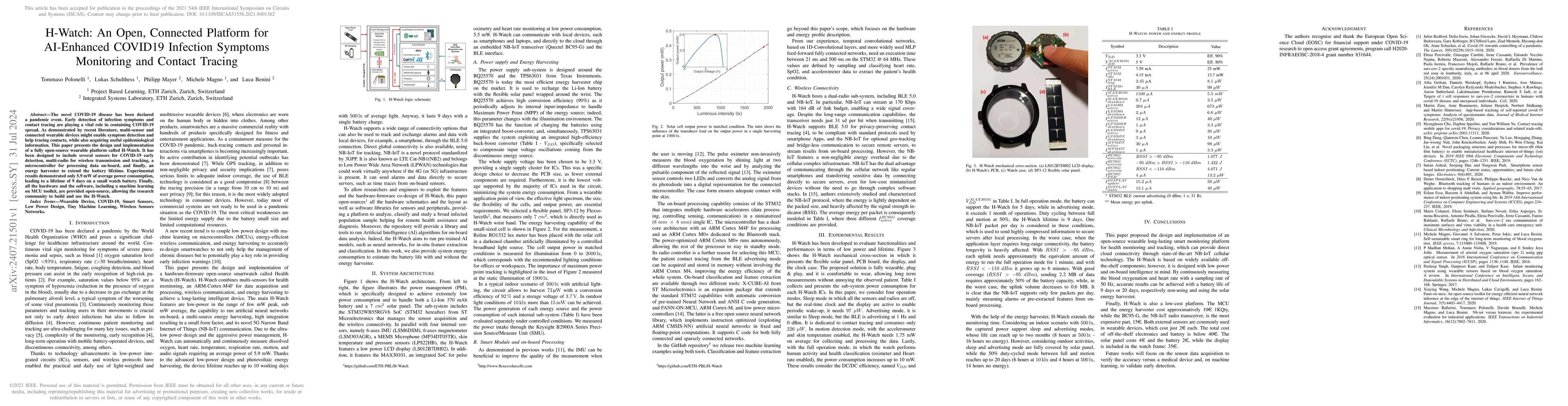 Thumbnail for H-Watch: An Open, Connected Platform for AI-Enhanced COVID19 Infection
  Symptoms Monitoring and Contact Tracing
