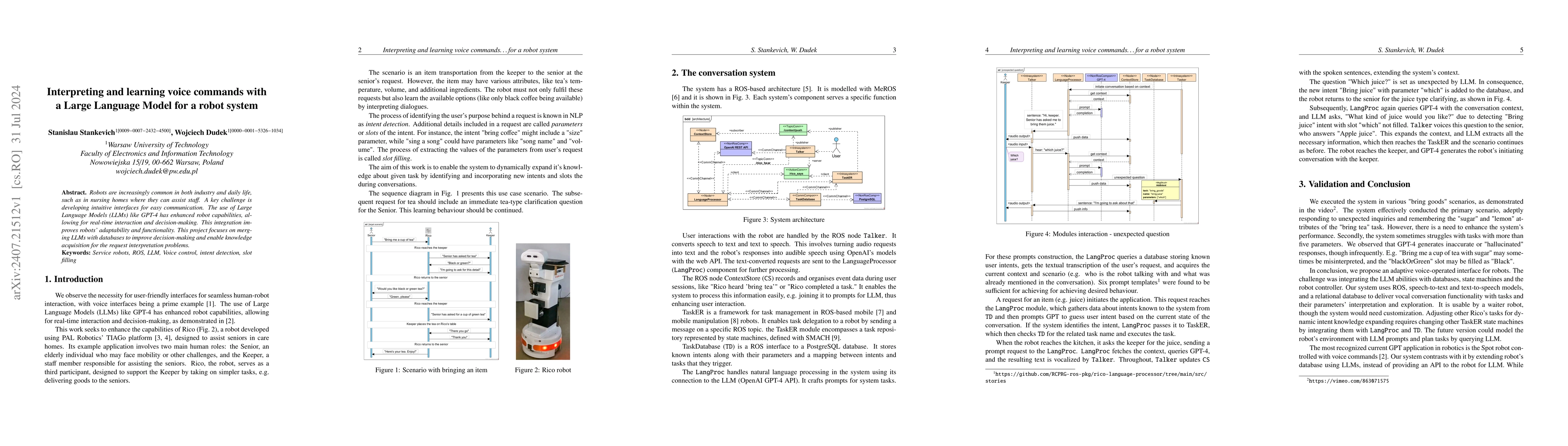 Thumbnail for Interpreting and learning voice commands with a Large Language Model for
  a robot system