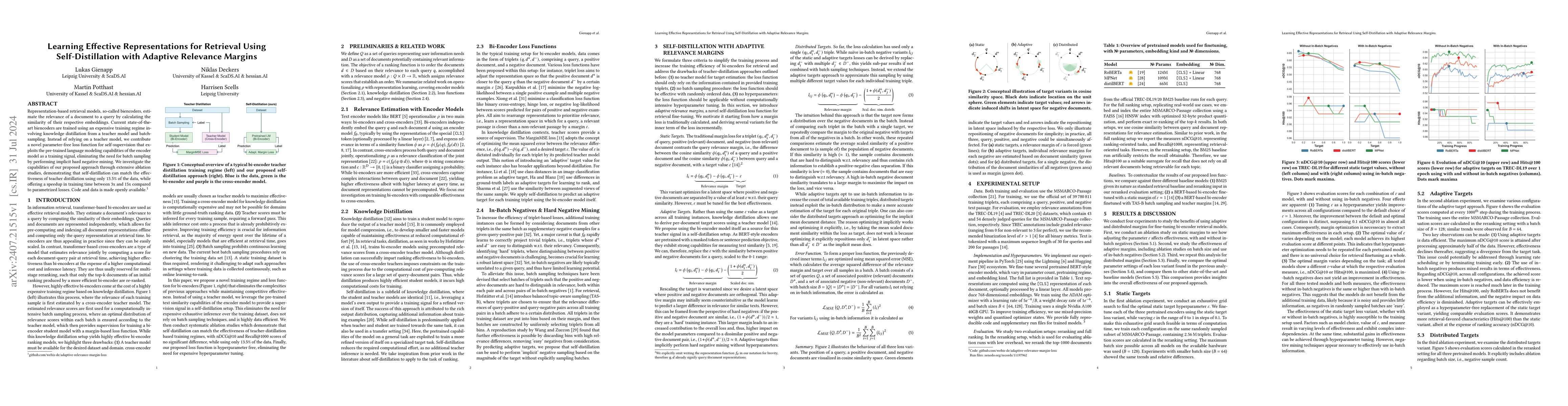 Thumbnail for Learning Effective Representations for Retrieval Using Self-Distillation
  with Adaptive Relevance Margins