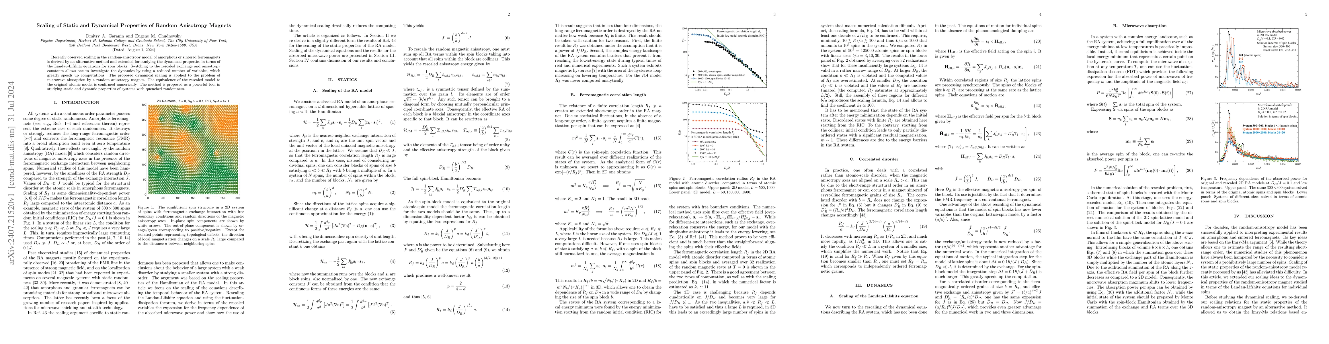 Thumbnail for Scaling of Static and Dynamical Properties of Random Anisotropy Magnets