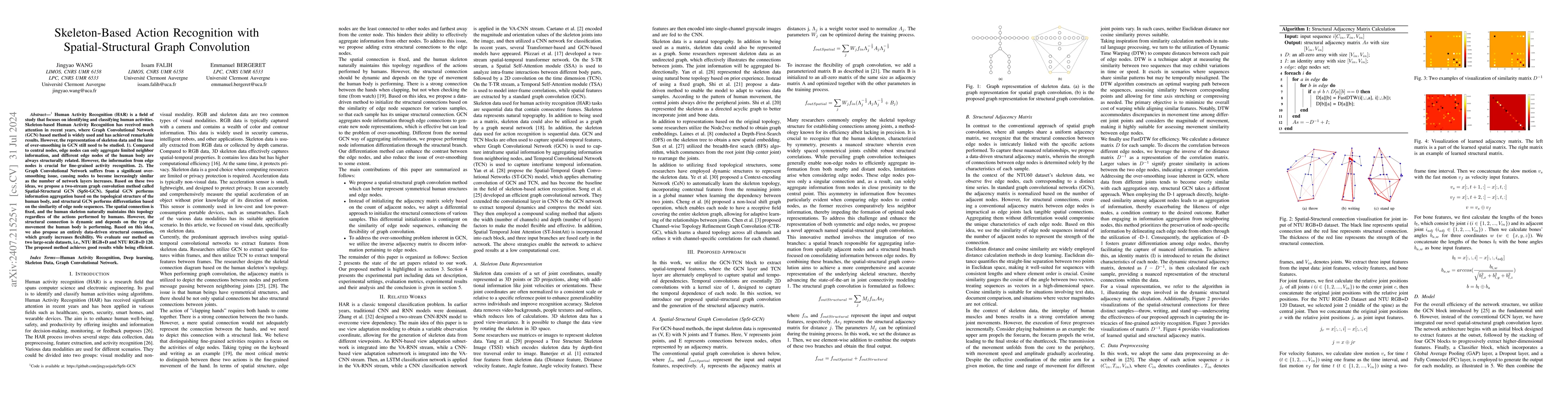 Thumbnail for Skeleton-Based Action Recognition with Spatial-Structural Graph
  Convolution