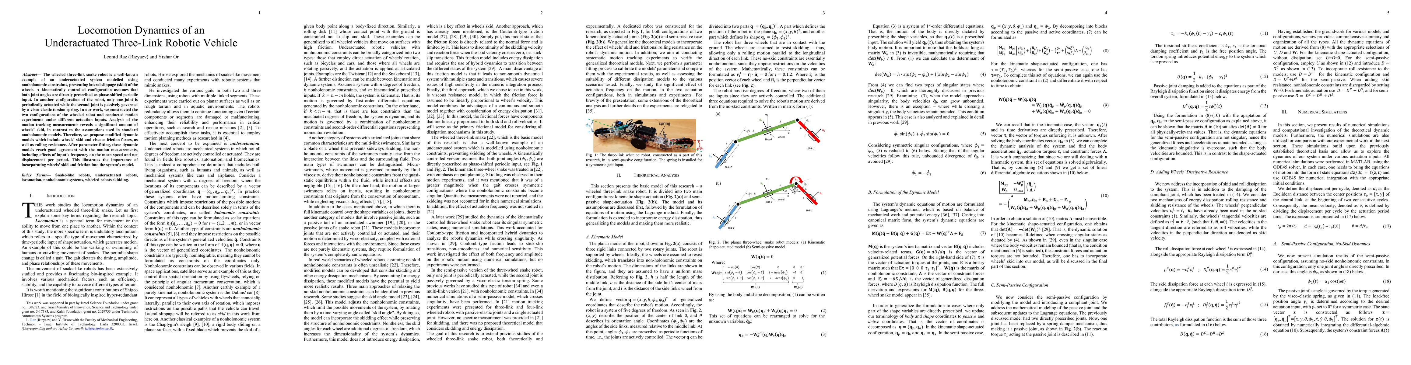 Thumbnail for Locomotion Dynamics of an Underactuated Three-Link Robotic Vehicle