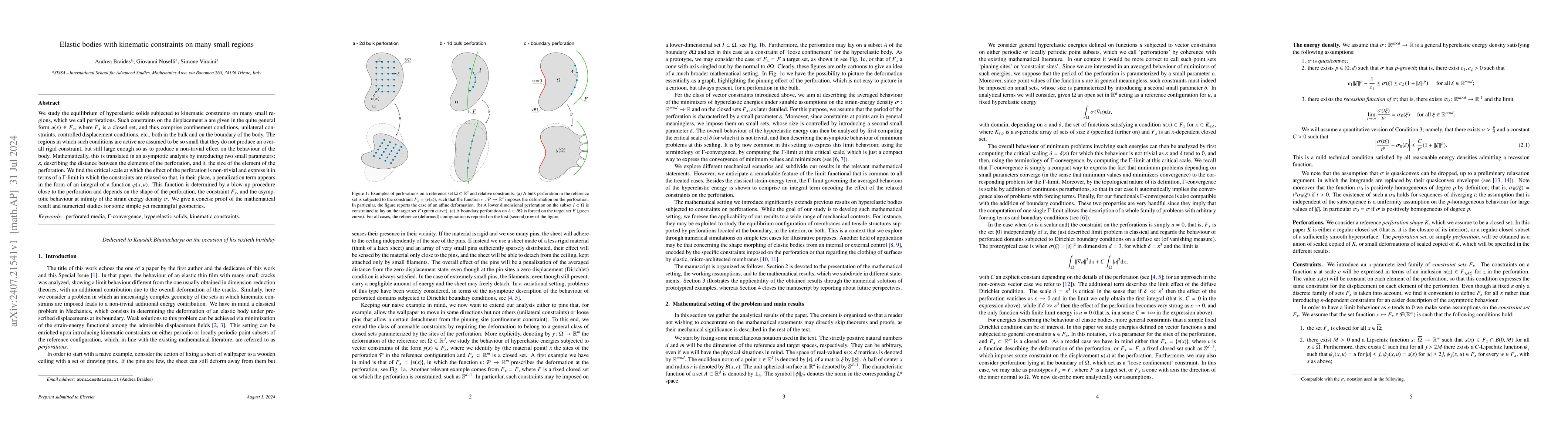 Thumbnail for Elastic bodies with kinematic constraints on many small regions