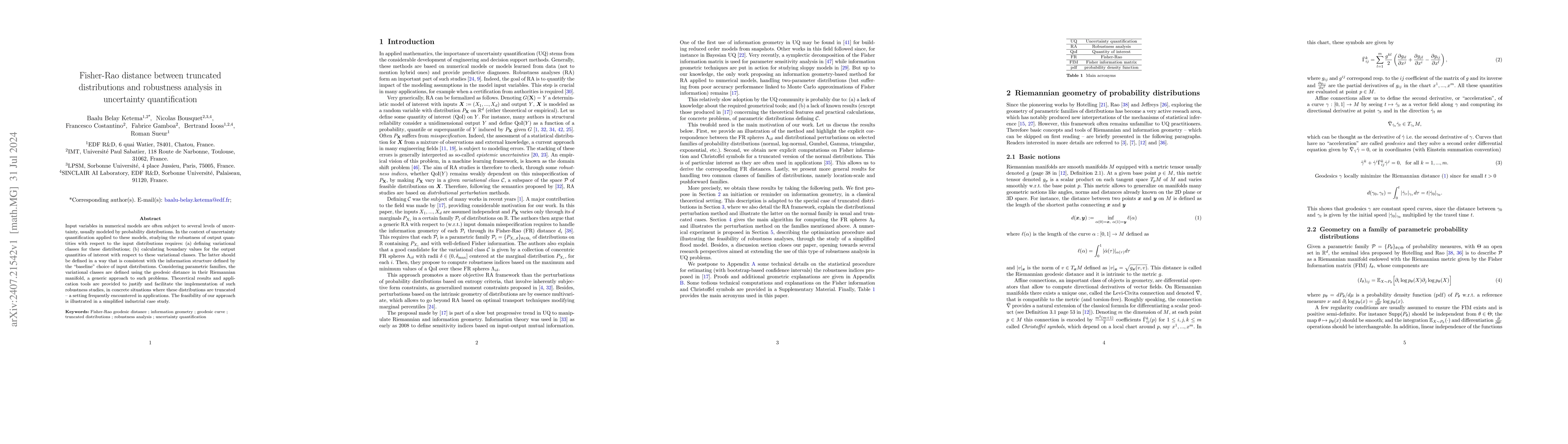 Thumbnail for Fisher-Rao distance between truncated distributions and robustness
  analysis in uncertainty quantification