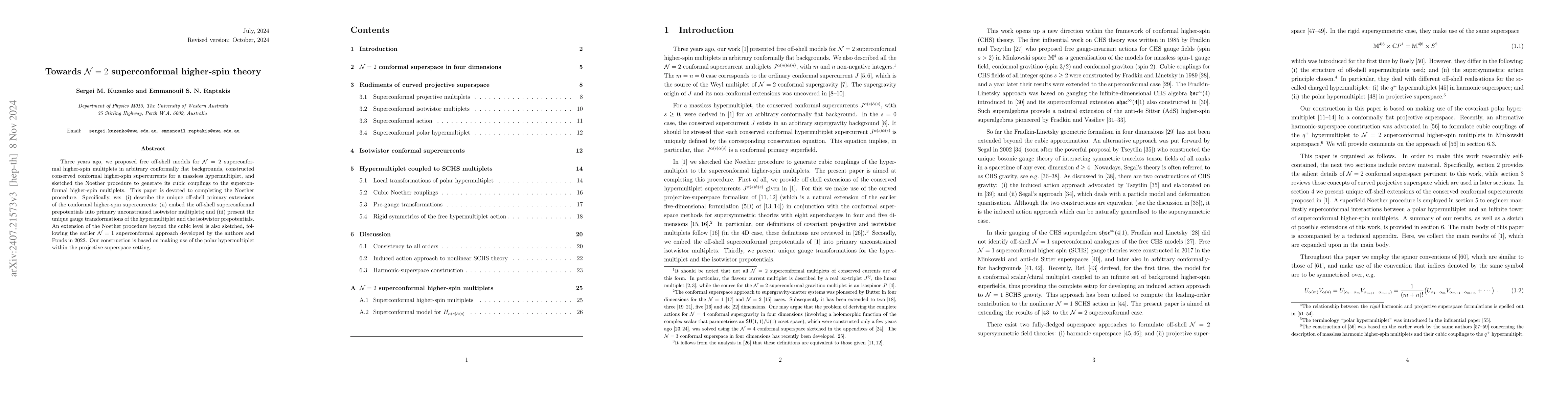Thumbnail for Towards $\mathcal{N}=2$ superconformal higher-spin theory
