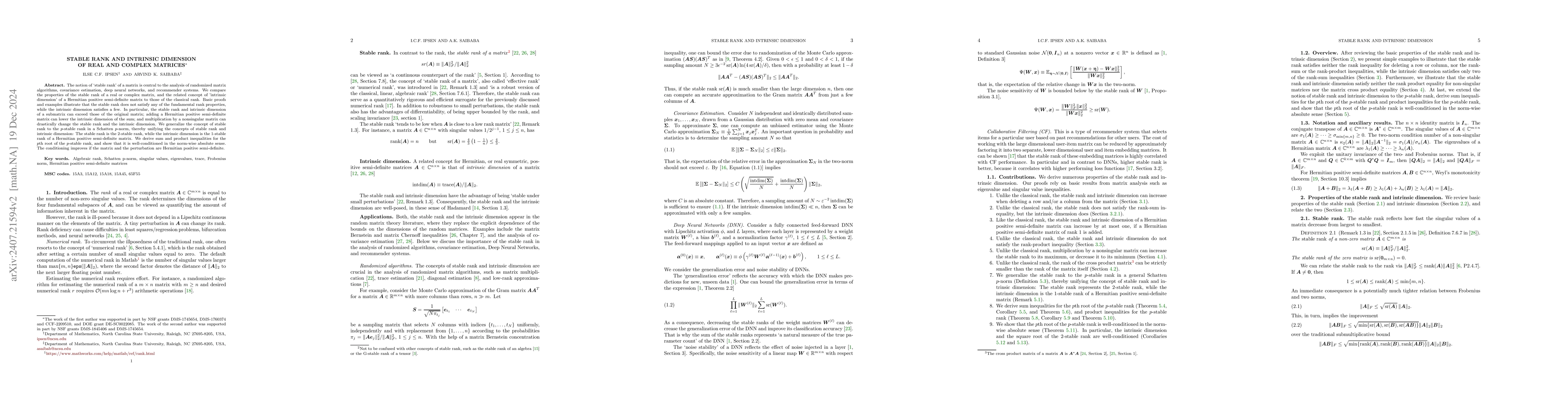 Thumbnail for Stable Rank and Intrinsic Dimension of Real and Complex Matrices