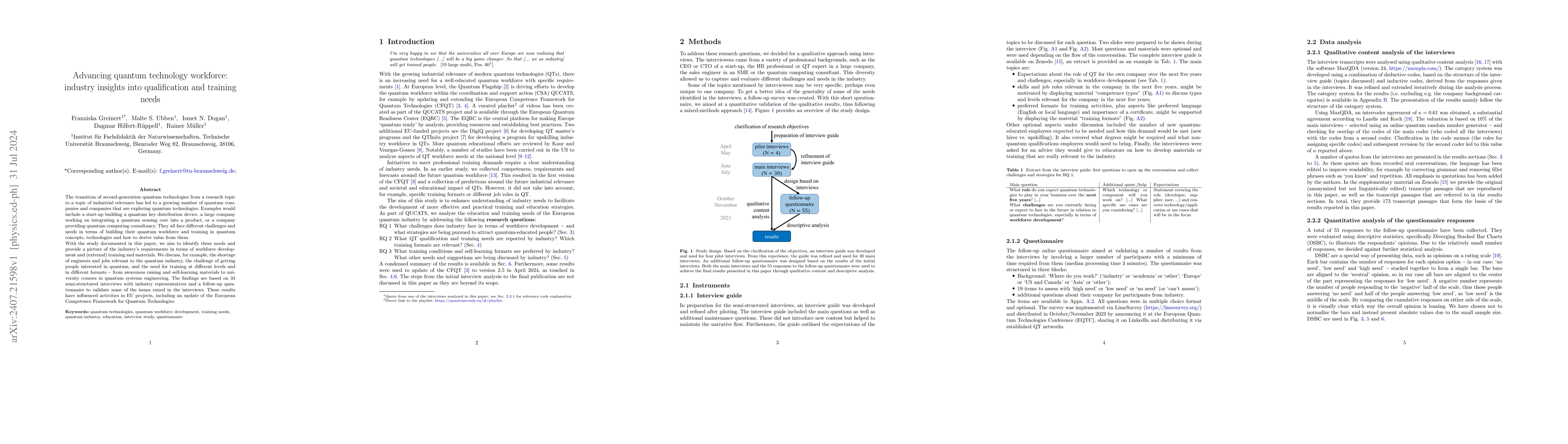 Thumbnail for Advancing quantum technology workforce: industry insights into
  qualification and training needs