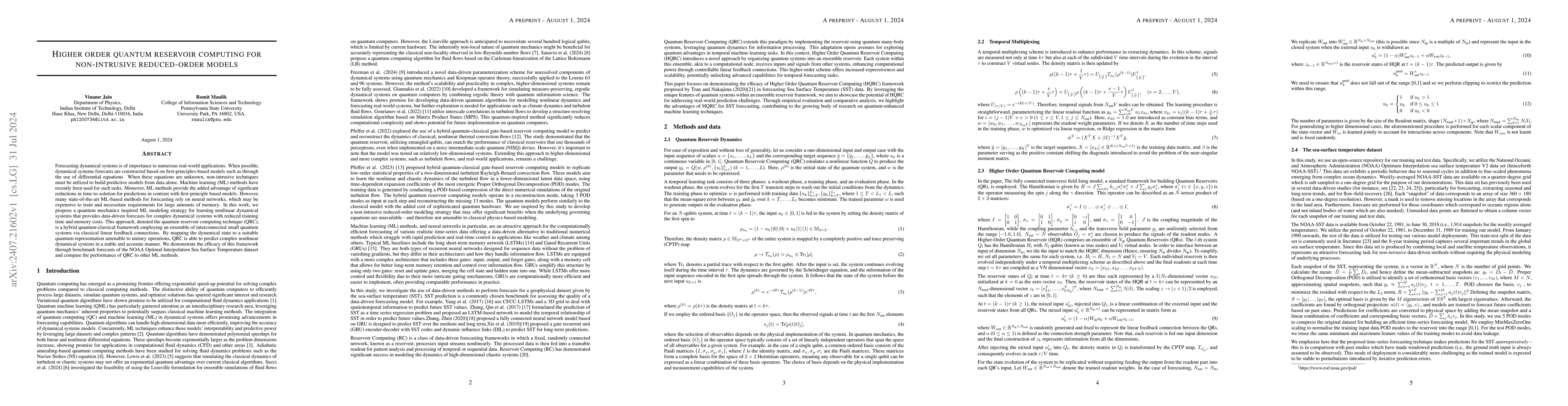 Thumbnail for Higher order quantum reservoir computing for non-intrusive reduced-order
  models